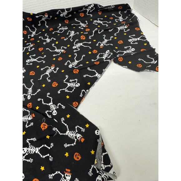 Halloween Cotton Fabric Pieces- Dancing Skeletons & Pumpkins on Black - Picture 8 of 14